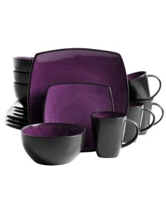 Gibson Soho Lounge Square 16-piece dinnerware set Purple