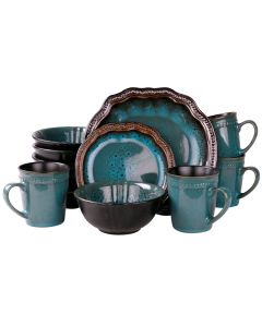 Elama&rsquo;s Mystic Waves 16 Piece Dinnerware Set