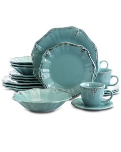 Elama Fleur De Lys 20-Piece Dinnerware Set in Turquoise