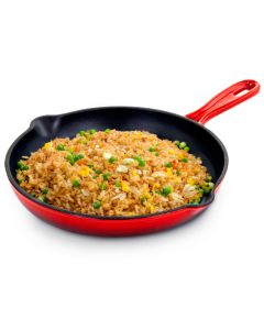MegaChef Round 10.25 Inch Enameled Cast Iron Skillet in Red